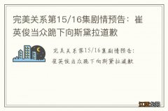 完美关系第15/16集剧情预告：崔英俊当众跪下向斯黛拉道歉