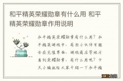 和平精英荣耀勋章有什么用 和平精英荣耀勋章作用说明