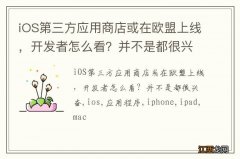 iOS第三方应用商店或在欧盟上线，开发者怎么看？并不是都很兴奋