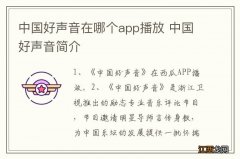 中国好声音在哪个app播放 中国好声音简介