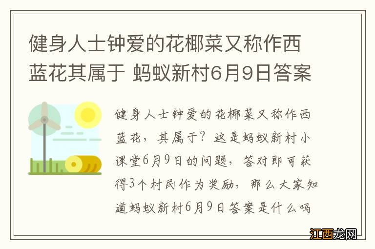 健身人士钟爱的花椰菜又称作西蓝花其属于 蚂蚁新村6月9日答案最新