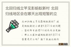 北回归线立竿见影蚂蚁新村 北回归线地区会在哪天出现短暂的立竿见影