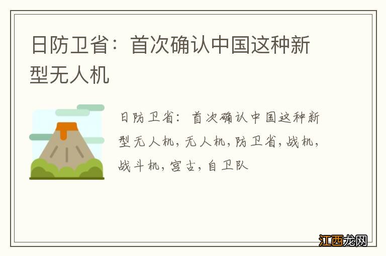 日防卫省：首次确认中国这种新型无人机