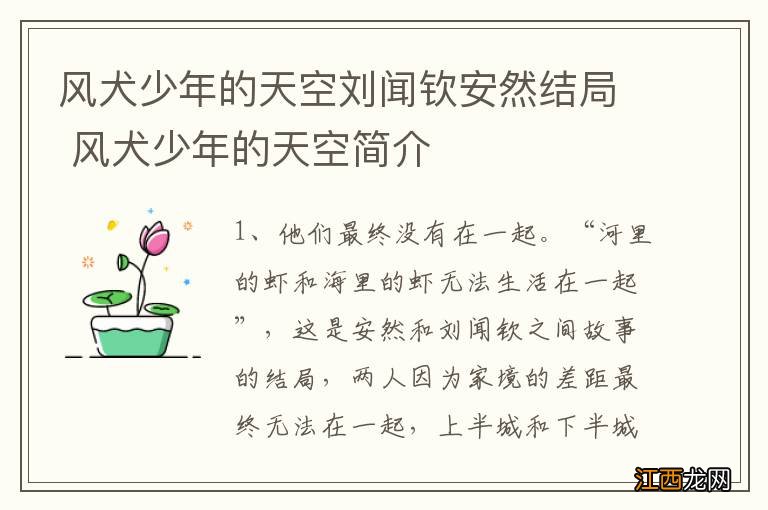 风犬少年的天空刘闻钦安然结局 风犬少年的天空简介