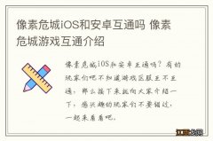 像素危城iOS和安卓互通吗 像素危城游戏互通介绍