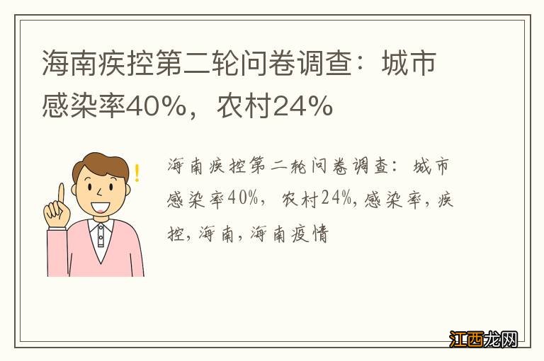 海南疾控第二轮问卷调查：城市感染率40%，农村24%