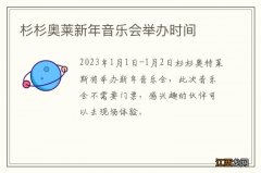 杉杉奥莱新年音乐会举办时间