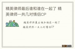 精英律师最后谁和谁在一起了 精英律师一共几对情侣CP