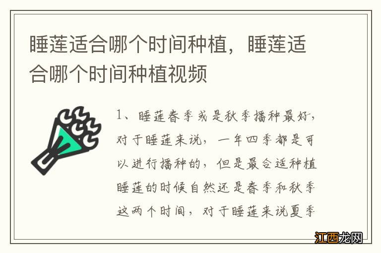 睡莲适合哪个时间种植，睡莲适合哪个时间种植视频