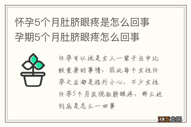 怀孕5个月肚脐眼疼是怎么回事 孕期5个月肚脐眼疼怎么回事