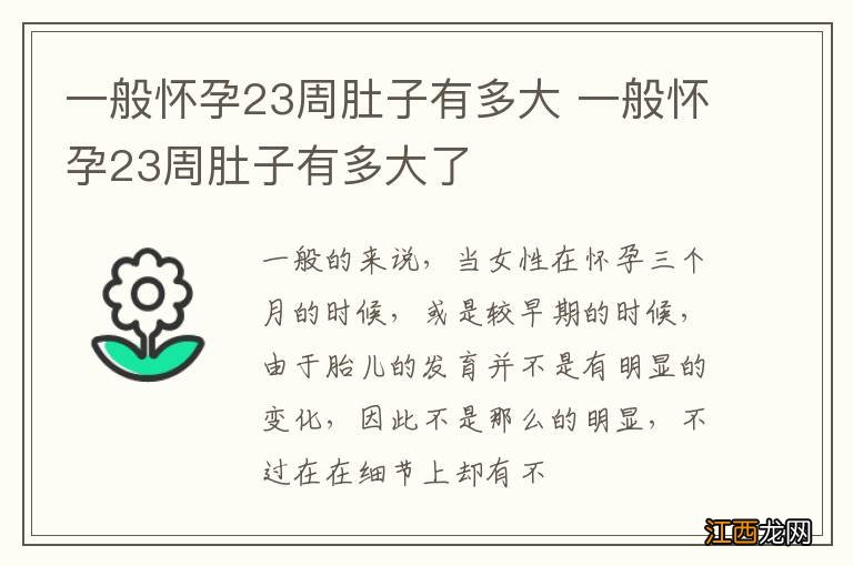 一般怀孕23周肚子有多大 一般怀孕23周肚子有多大了