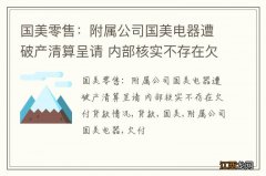 国美零售：附属公司国美电器遭破产清算呈请 内部核实不存在欠付货款情况