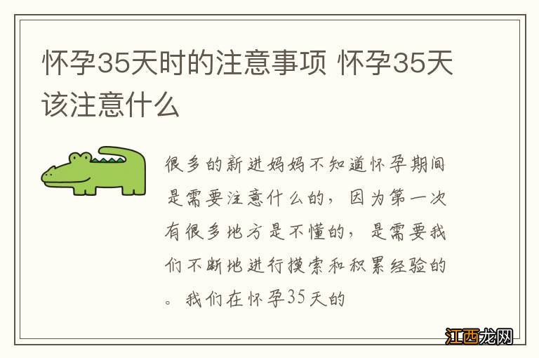 怀孕35天时的注意事项 怀孕35天该注意什么