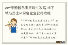 dnf手游粉色宝宝属性攻略 地下城与勇士M粉色宝宝获得攻略