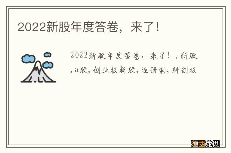 2022新股年度答卷，来了！