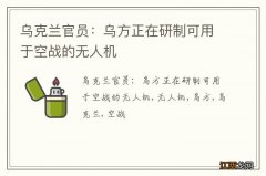 乌克兰官员：乌方正在研制可用于空战的无人机