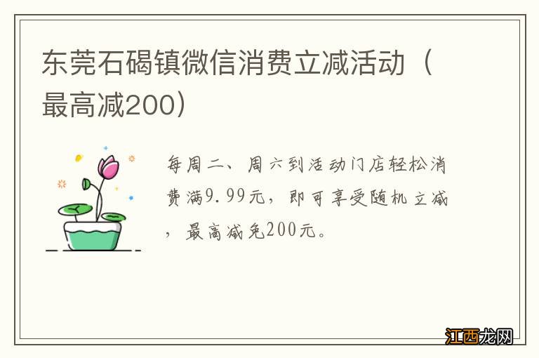 最高减200 东莞石碣镇微信消费立减活动