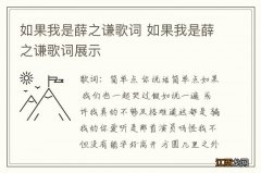 如果我是薛之谦歌词 如果我是薛之谦歌词展示