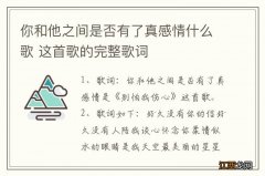 你和他之间是否有了真感情什么歌 这首歌的完整歌词