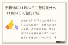 无极仙途11月24日礼包码是什么 11月24日礼包码介绍