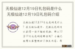 无极仙途12月19日礼包码是什么 无极仙途12月19日礼包码介绍