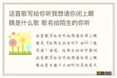 这首歌写给你听我想请你闭上眼睛是什么歌 歌名给陌生的你听