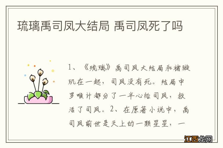 琉璃禹司凤大结局 禹司凤死了吗