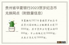 附数量信息 贵州省华夏银行2023贺岁纪念币兑换网点