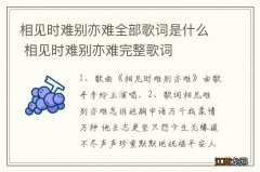 相见时难别亦难全部歌词是什么 相见时难别亦难完整歌词