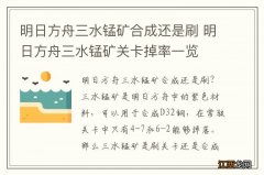 明日方舟三水锰矿合成还是刷 明日方舟三水锰矿关卡掉率一览