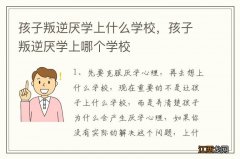 孩子叛逆厌学上什么学校，孩子叛逆厌学上哪个学校