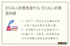 打CALL的意思是什么 打CALL的意思科普