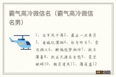 霸气高冷微信名男 霸气高冷微信名