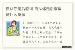 自从你走后歌词 自从你走后歌词是什么意思