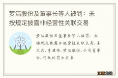 梦洁股份及董事长等人被罚：未按规定披露非经营性关联交易