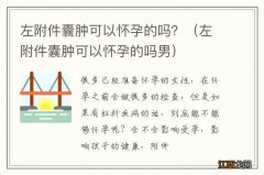 左附件囊肿可以怀孕的吗男 左附件囊肿可以怀孕的吗？