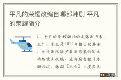 平凡的荣耀改编自哪部韩剧 平凡的荣耀简介