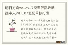 明日方舟wr-ex-7突袭低配攻略 画中人WREX7低配单核打发