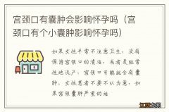 宫颈口有个小囊肿影响怀孕吗 宫颈口有囊肿会影响怀孕吗