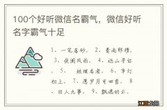 100个好听微信名霸气，微信好听名字霸气十足