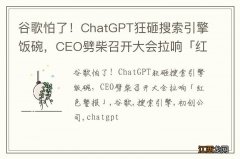 谷歌怕了！ChatGPT狂砸搜索引擎饭碗，CEO劈柴召开大会拉响「红色警报」