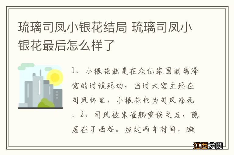 琉璃司凤小银花结局 琉璃司凤小银花最后怎么样了