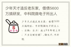 少年天才造反老东家，借债5600万搞研发，中科院微电子所出人、出钱、出力：成立8年即将上市