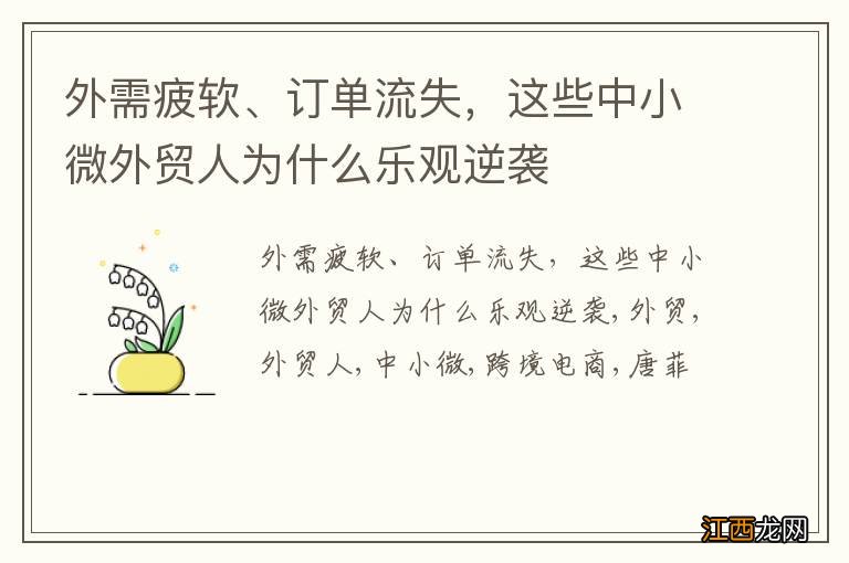 外需疲软、订单流失，这些中小微外贸人为什么乐观逆袭