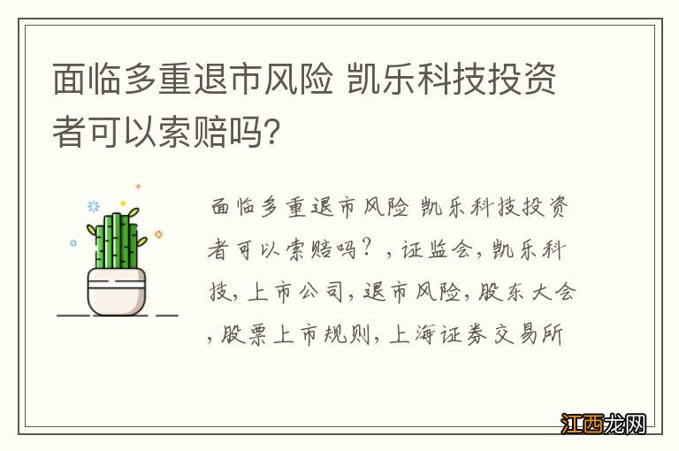 面临多重退市风险 凯乐科技投资者可以索赔吗?