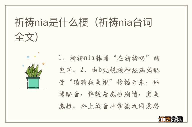 祈祷nia台词全文 祈祷nia是什么梗