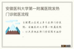 安徽医科大学第一附属医院发热门诊就医流程