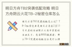 明日方舟TB2突袭低配攻略 明日方舟阴云火花TB-2秘密仓库怎么打