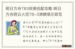 明日方舟TB3突袭低配攻略 明日方舟阴云火花TB-3沸腾俱乐部怎么打