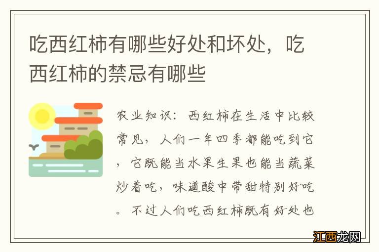 吃西红柿有哪些好处和坏处，吃西红柿的禁忌有哪些